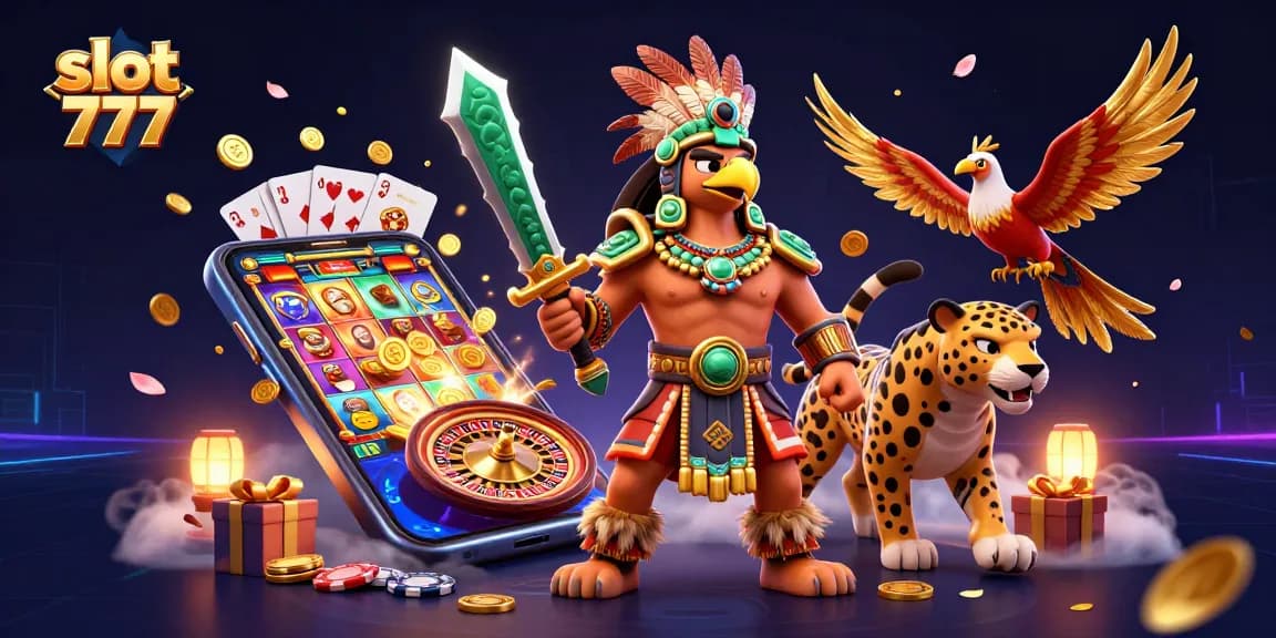 Experience thrilling slot 777 action with this vibrant 3D casino illustration featuring spinning reels and golden coins.