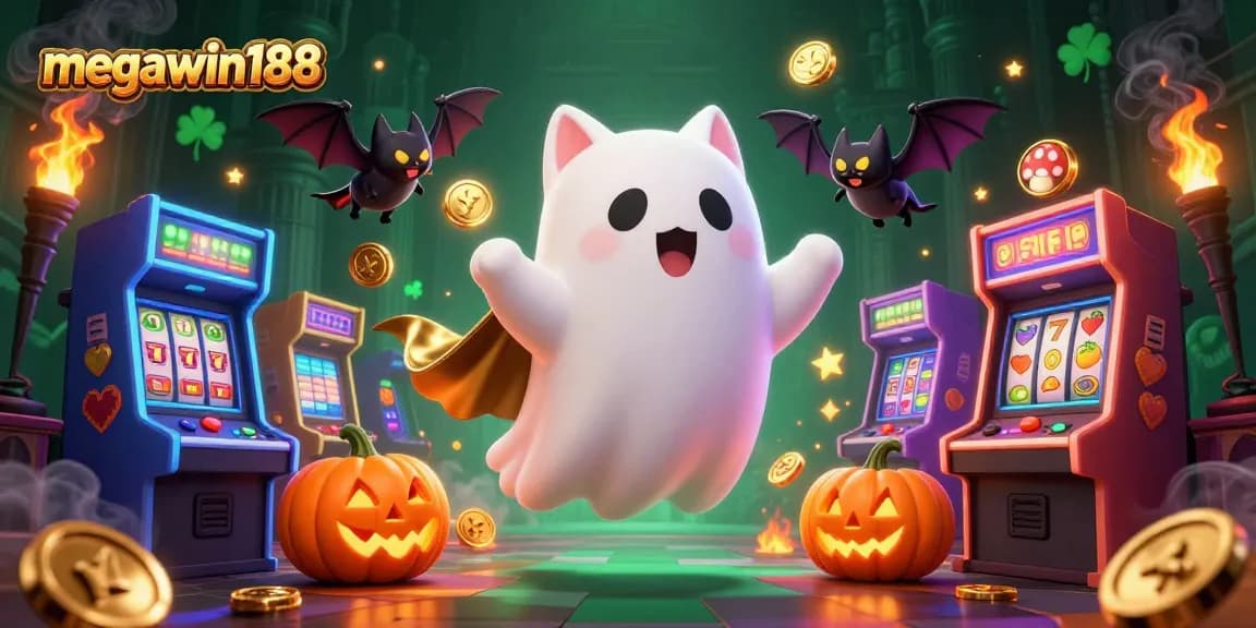 Megawin188 menghibur pemain dengan karakter kucing hantu dan bat vampire di kasino bertema Halloween yang seru.