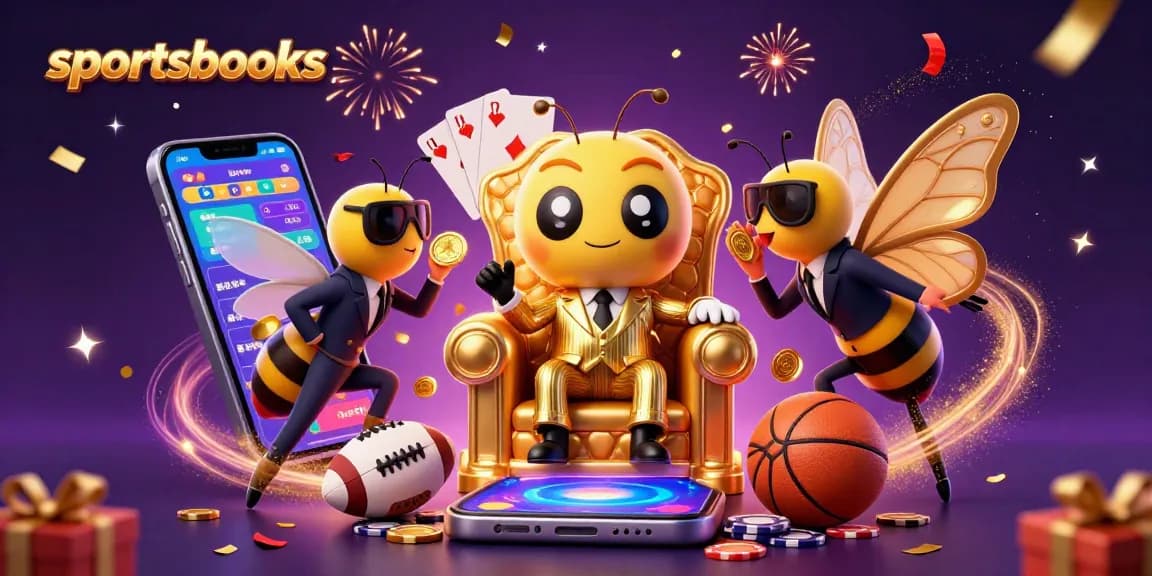 Engage with sportsbooks in an energetic 3D illustration featuring a bumblebee mob boss.