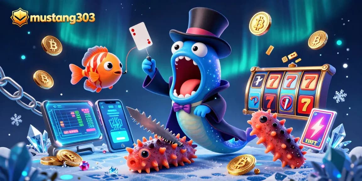 Engage in casino excitement with mustang303, featuring illuminated characters and vibrant slots.