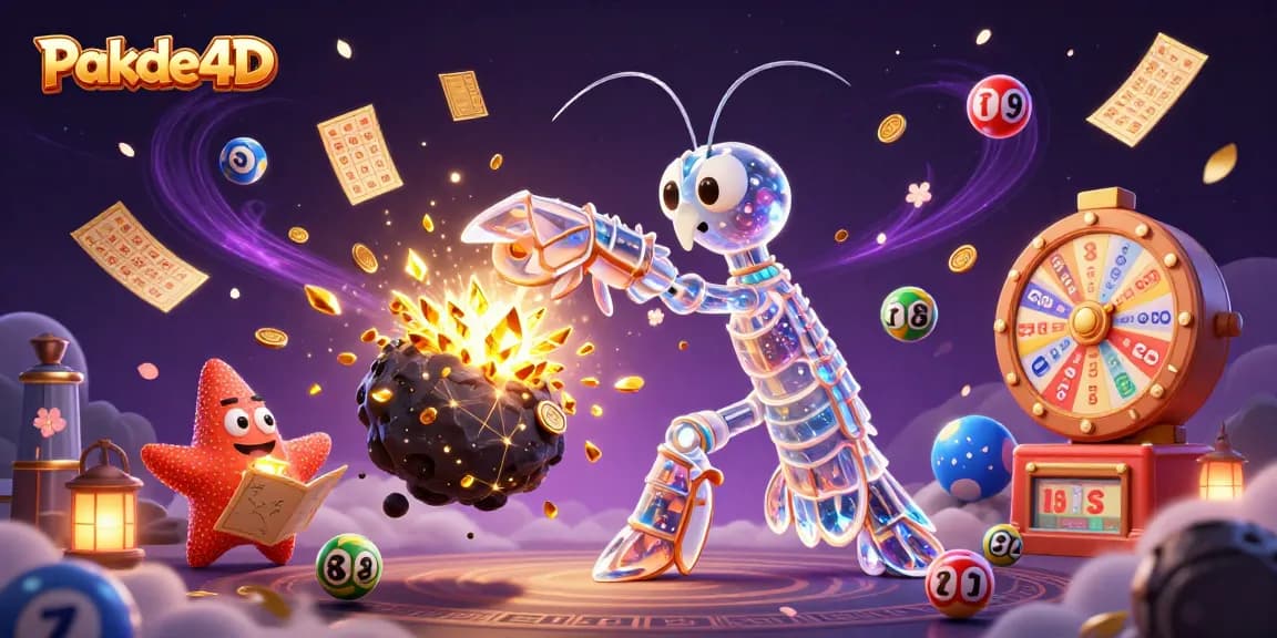 Experience winning strategies with Pakde4D while dynamic lottery balls bounce around a vibrant gaming scene.