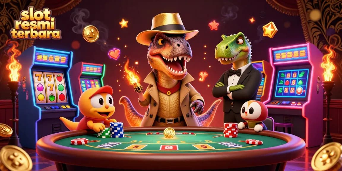 Slot resmi terbaru menampilkan velociraptor dan stegosaurus di meja blackjack, penuh keseruan kasino.