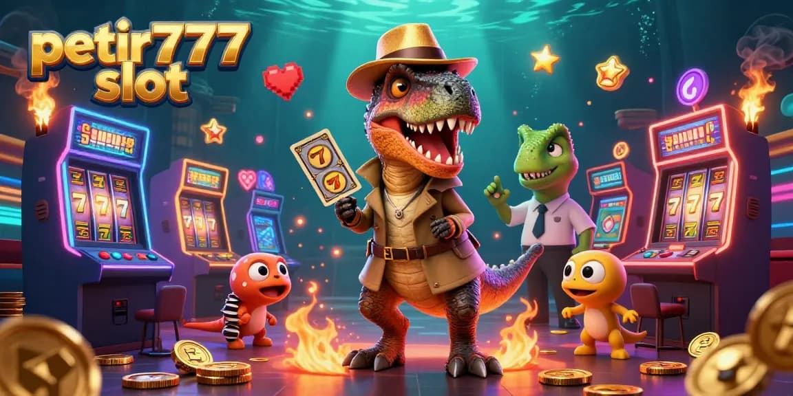Experience thrilling fun with petir777 slot as colorful characters and game elements come alive in a vibrant casino scene.