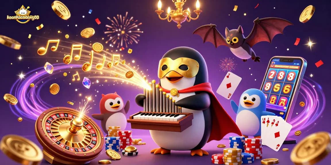 Spin to win with keonhacaibong88 in a vibrant casino scene filled with gold and luck.