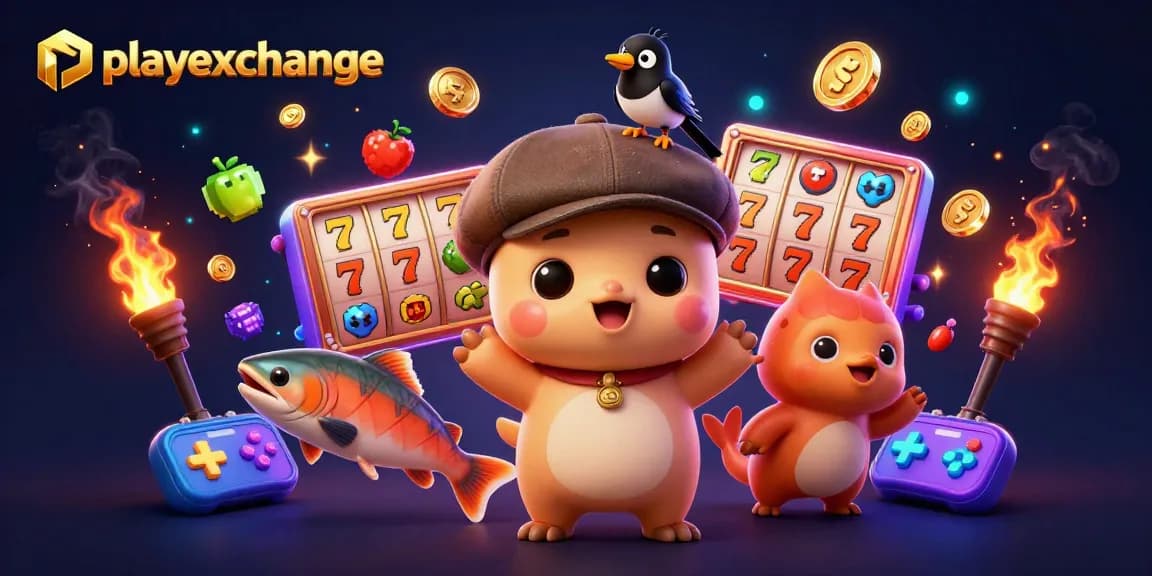 Spin to win with playexchange's lively casino-themed artwork featuring engaging characters.