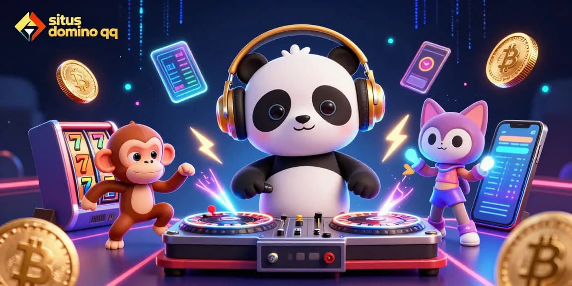 Experience the excitement of situs domino qq with vibrant characters in a lively casino scene.