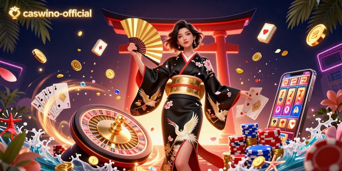 Experience the thrill of caswino-official with a dynamic casino scene featuring elegant characters, gaming elements, and vibrant visuals.