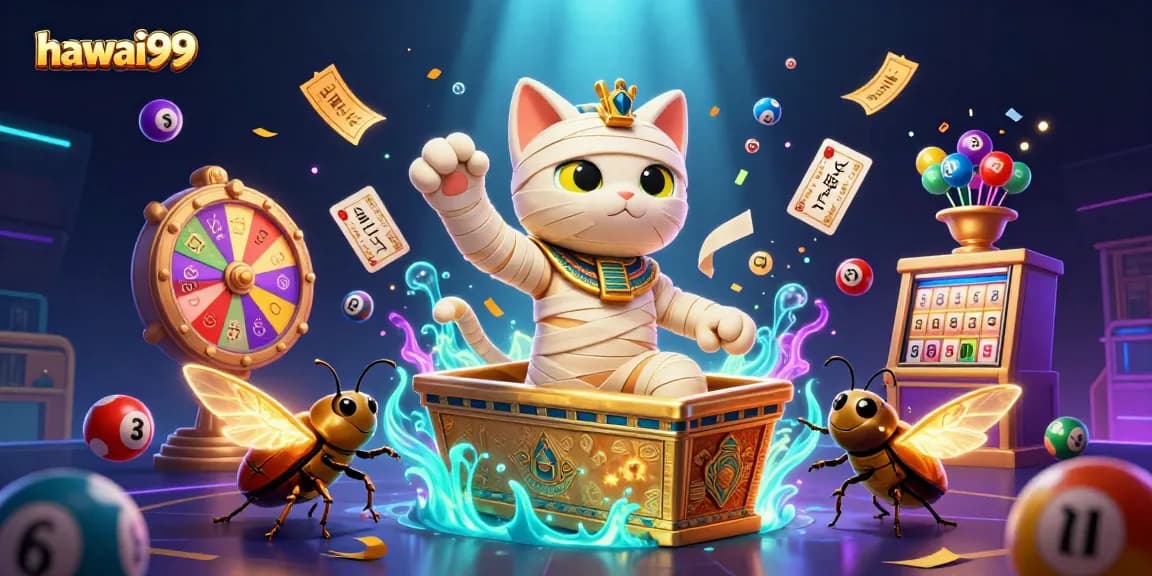 Experience the vibrant action at hawai99 with a lively 3D illustration of gaming fun.