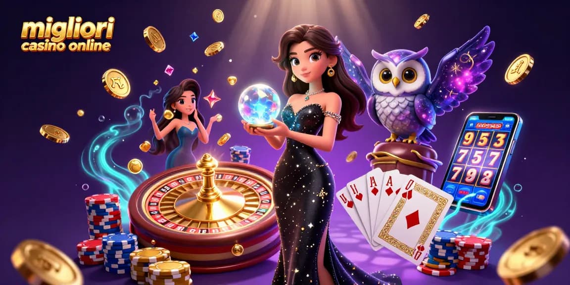 Interagisci con la scena dei migliori casino online piena di elementi e personaggi vivaci del casinò.