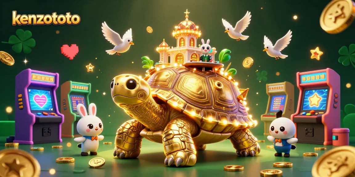 Experience the thrill of kenzototo with a vibrant 3D casino scene featuring unique characters and elements.