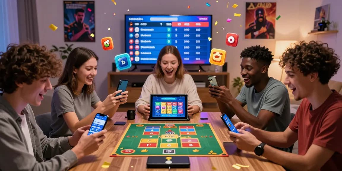 Players engaging with the jaiclub gaming app in a vibrant home setting, showcasing excitement and skill-based gameplay.