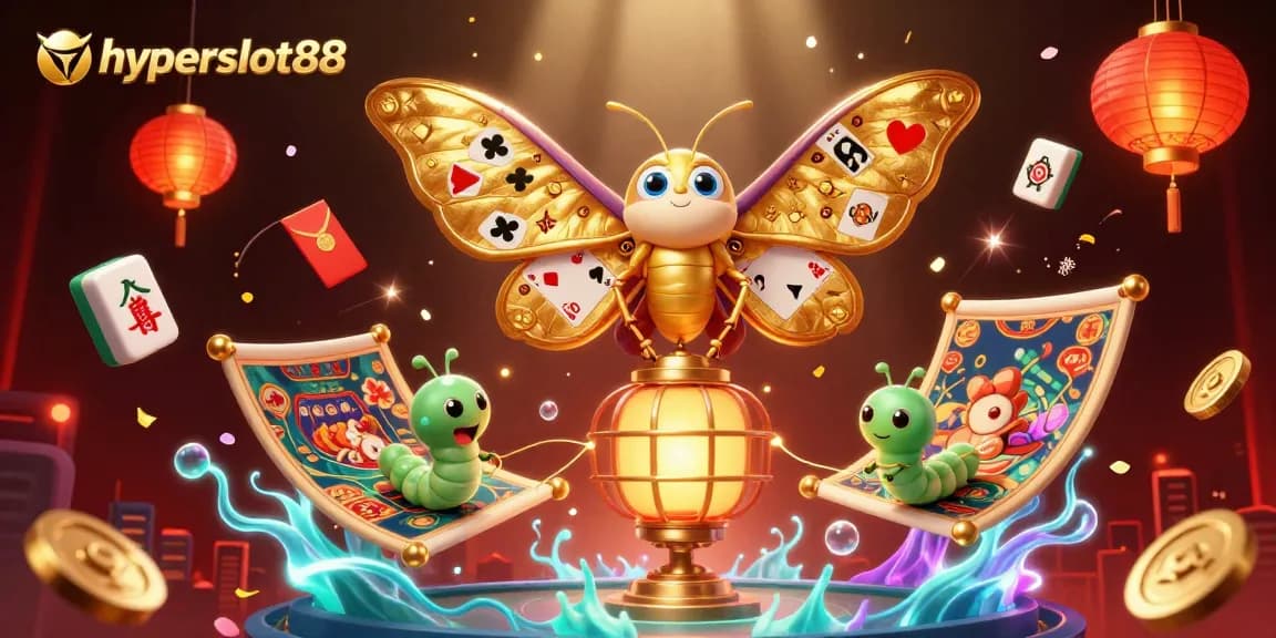 Experience excitement at hyperslot88 with vibrant Mahjong tiles and golden lanterns illuminating the night.