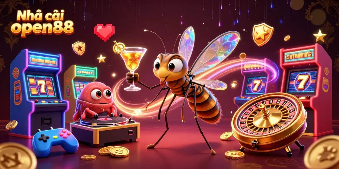 Engage with Nhà cái open88's dynamic gaming experience featuring vibrant slots and casino elements.