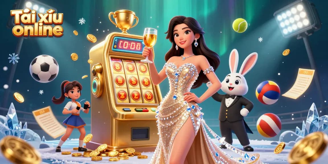 Experience the excitement of Tài xỉu online with vibrant characters and elements in an engaging 3D scene.