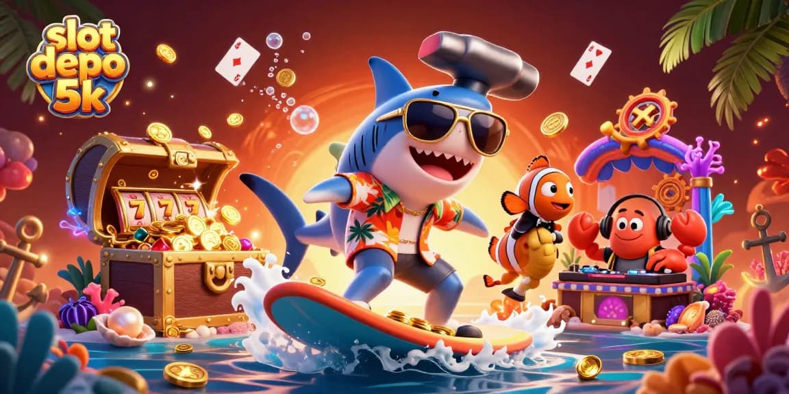 Surf thrilling slot depo 5k adventures as a shark, clownfish, and crab spin for winnings!