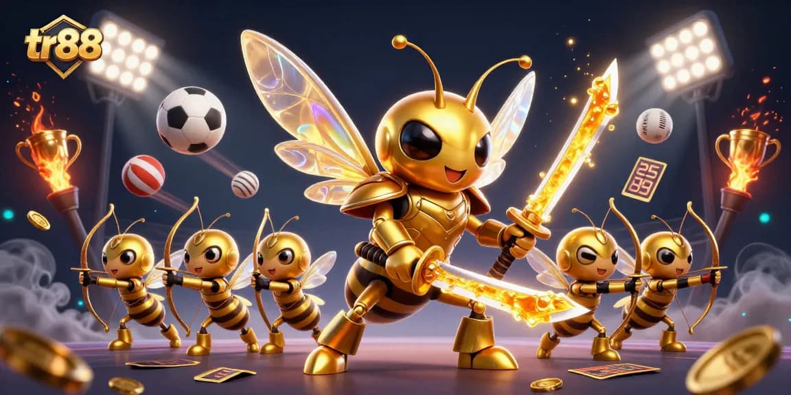 Bet on thrilling gameplay with tr88 and encounter dynamic sports elements in this vibrant illustration.