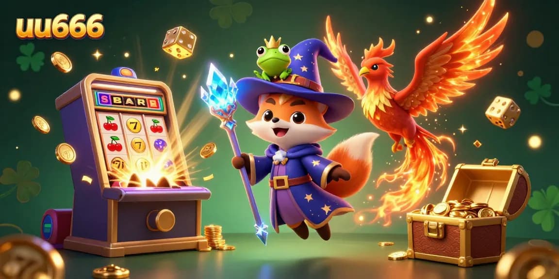 Experience the thrilling casino atmosphere at uu666 with a mystical wizard fox, phoenix, and jackpot excitement!