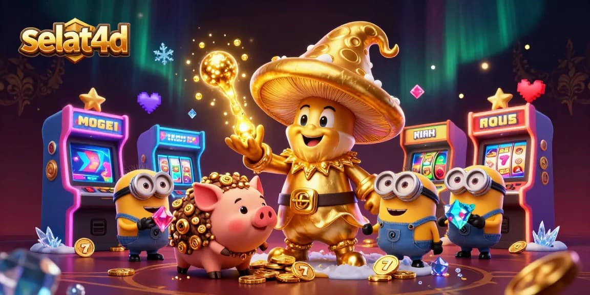 Engage with exhilarating selat4d gaming scenes featuring vibrant slots and golden magic treasures.