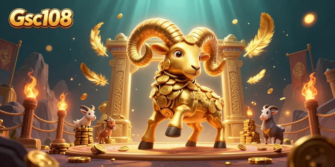 Gsc108 mempersembahkan ilustrasi kasino 3D yang memukau dengan domba emas besar