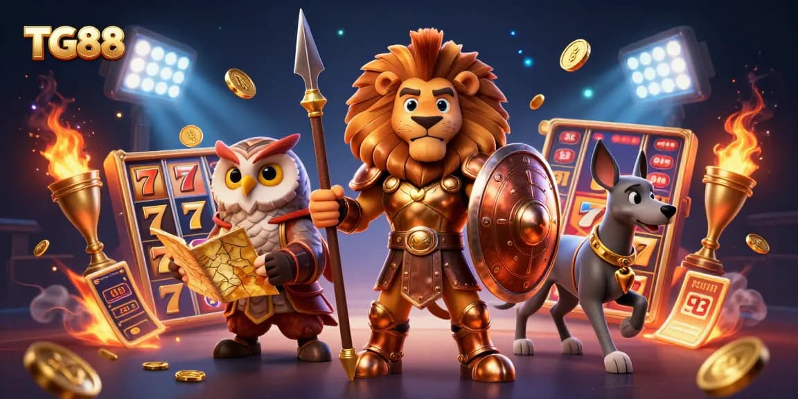 Bet on TG88 slots and jackpots with a Spartan lion guarding your winning chance.