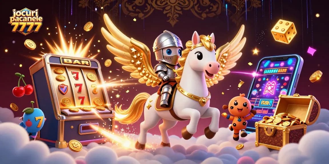 Joacă jocuri pacanele gratis 77777 într-o ilustrație 3D animată plină de energie și detalii captivante.