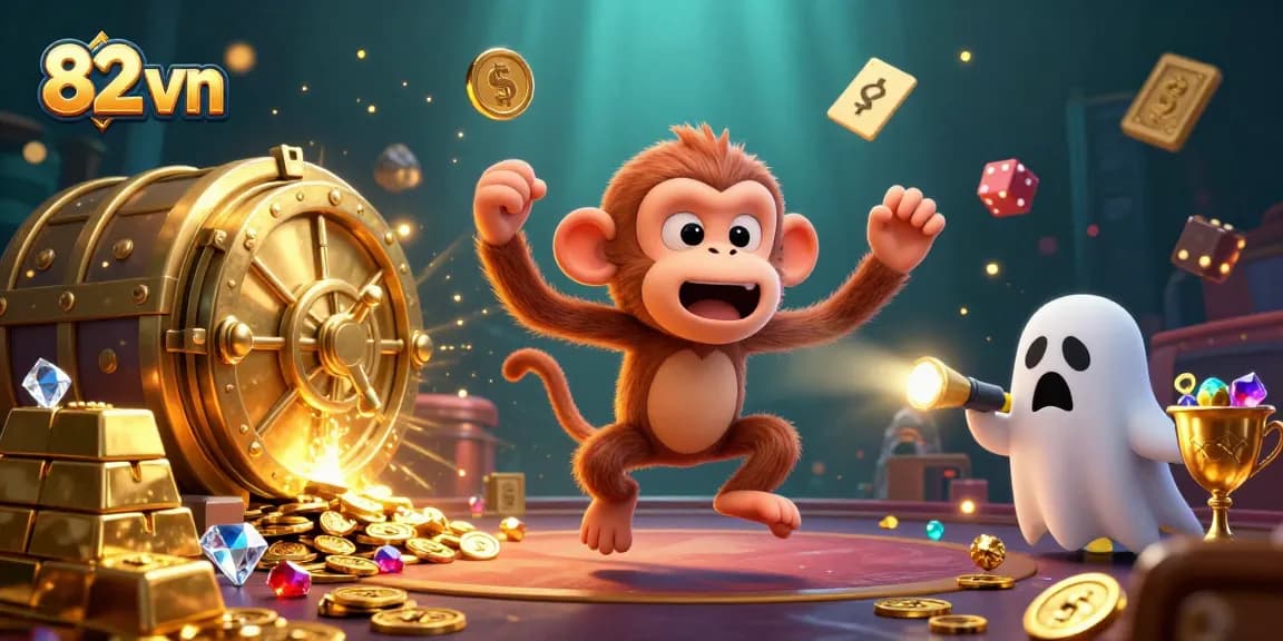 Experience engaging gameplay at 82 vn, where a poltergeist monkey juggles coins in a haunted casino.