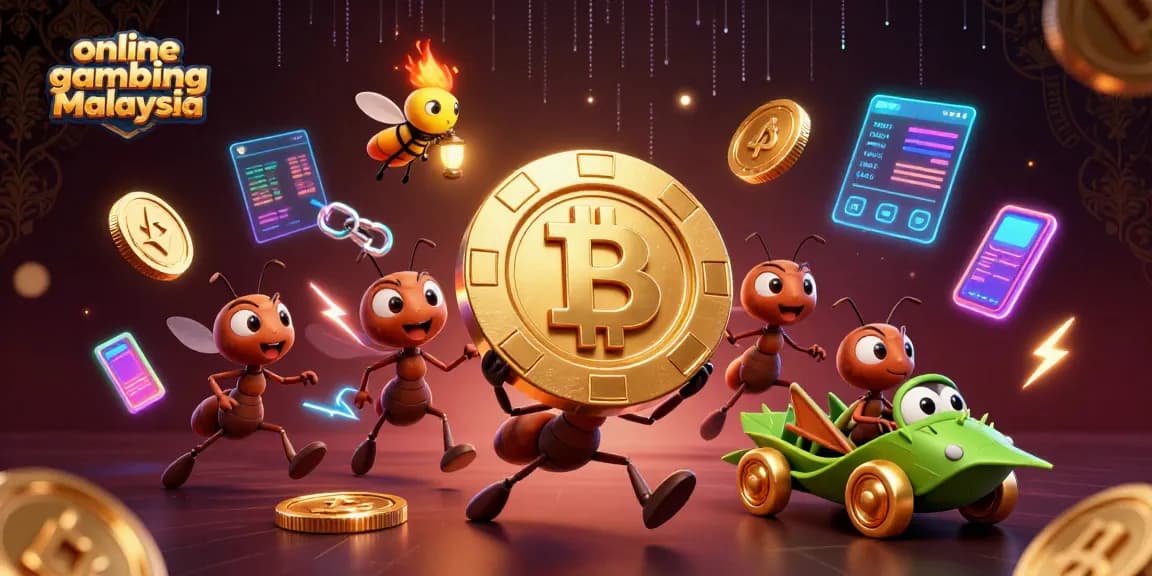 Engage in online gambling Malaysia with a team of adventurous ants in an exciting heist scene.