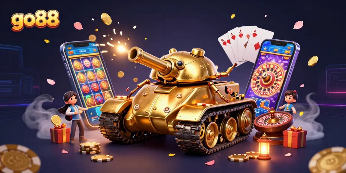 Experience exciting slot gameplay with go88, featuring a colorful casino scene packed with action!