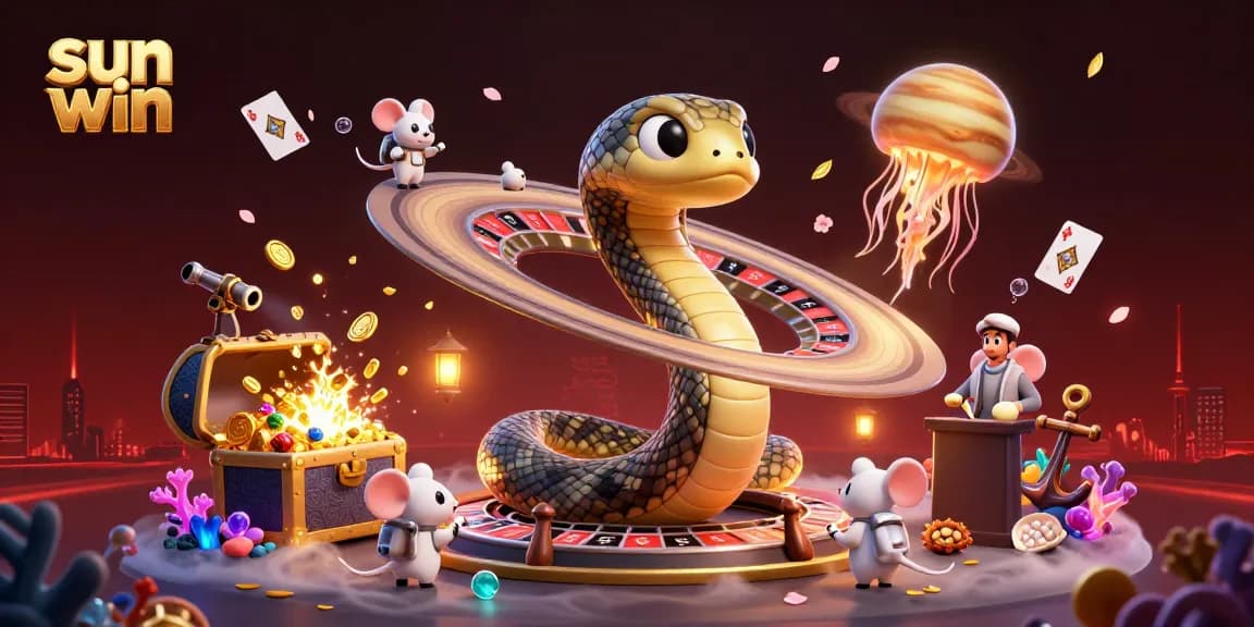 Engage in thrilling bets with sun win using vibrant casino elements in an exciting cosmic scene.
