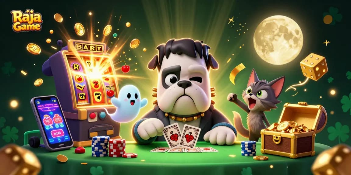Engage with Raja Game through thrilling 3D casino illustrations featuring interactive gaming elements.