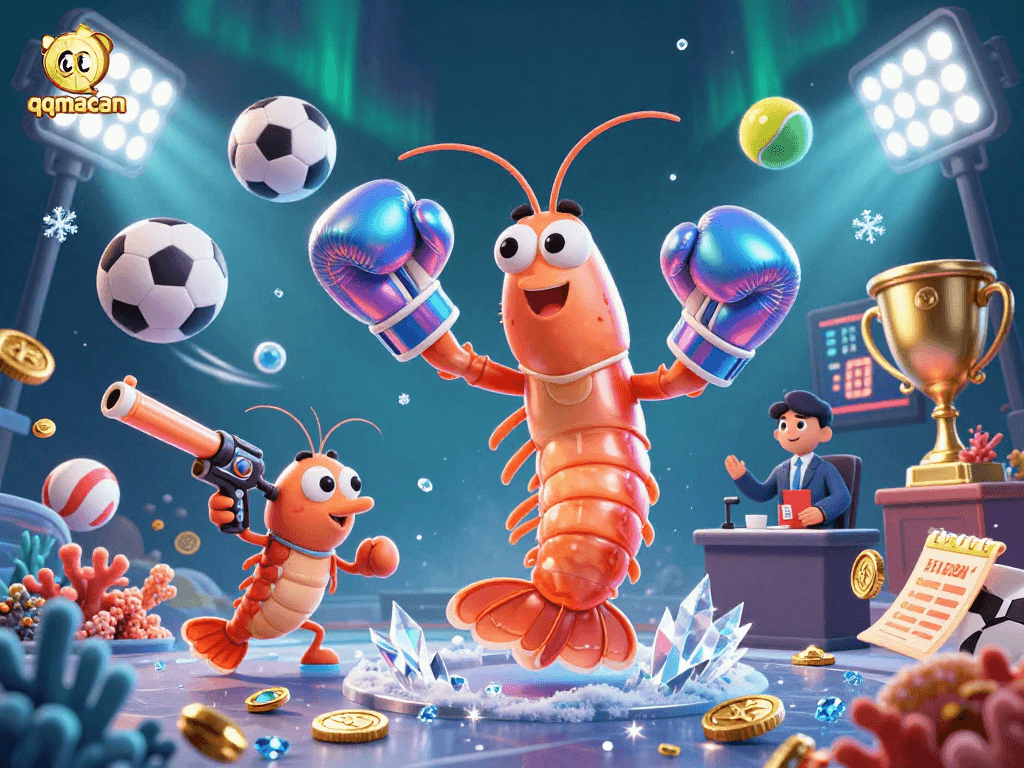 Engage with qqmacan's dynamic sports betting scene featuring vibrant sea creatures in action.
