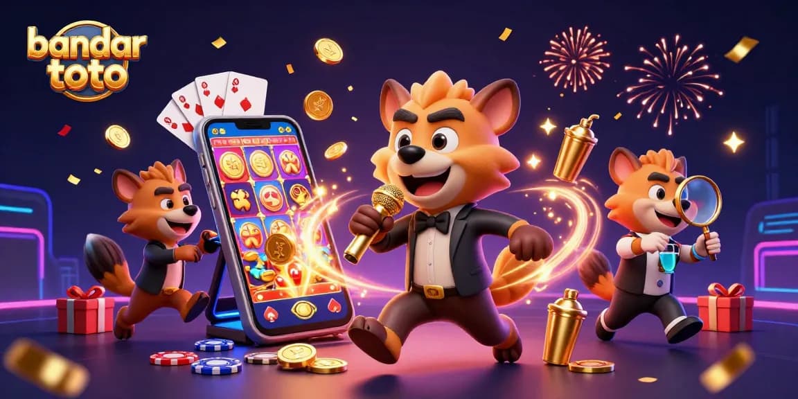 Engage with bandar toto games in a vibrant casino atmosphere featuring hyenas as characters.