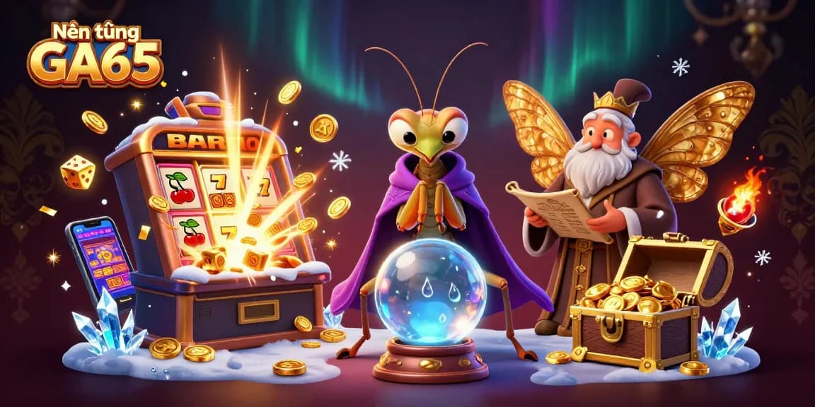 Experience the Nền tảng GA65 with immersive 3D elements, showcasing exciting jackpots and vibrant casino action.