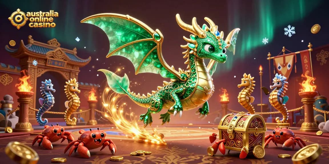 Experience thrilling gameplay at the australia online casino with our vibrant 3D sea dragon illustration.