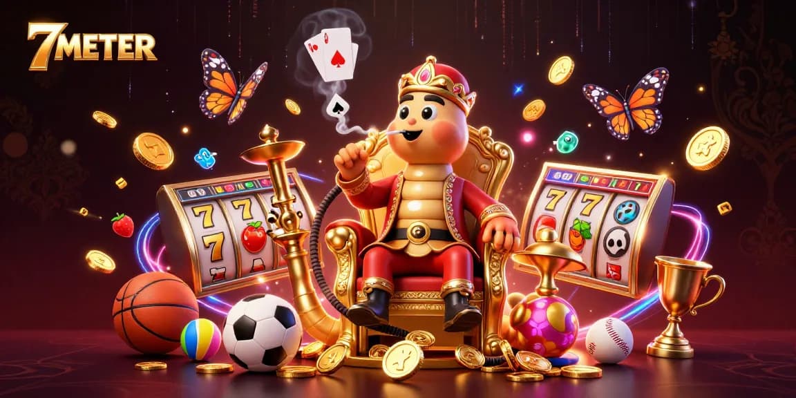 Experience big wins at 7METER with exhilarating slots, golden coins, and vibrant casino elements.