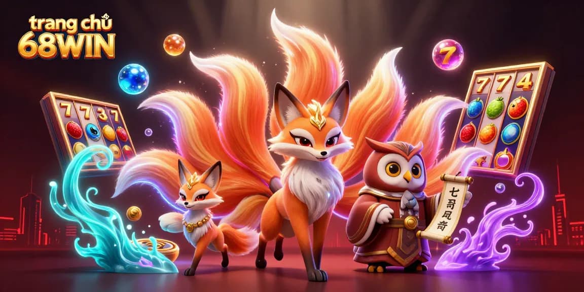 Engage in exciting gameplay at trang chủ 68WIN, showcasing vibrant slot elements and enchanting characters.