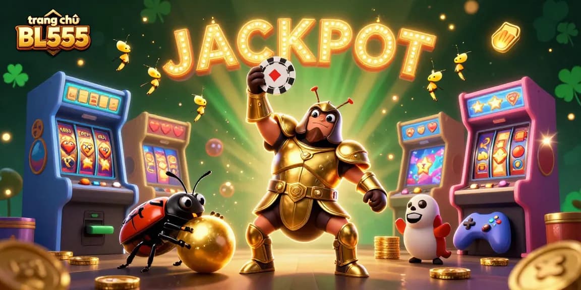 Experience the excitement at trang chủ BL555 with vibrant 3D characters celebrating a jackpot.