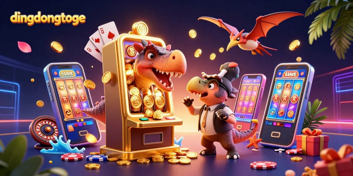 Dingdongtoge brings excitement with a dinosaur-themed jackpot scene at the casino.