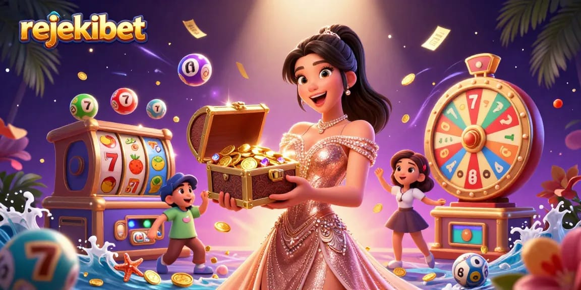 Experience thrilling wins with rejekibet, showcasing a dazzling treasure chest overflowing with gold!