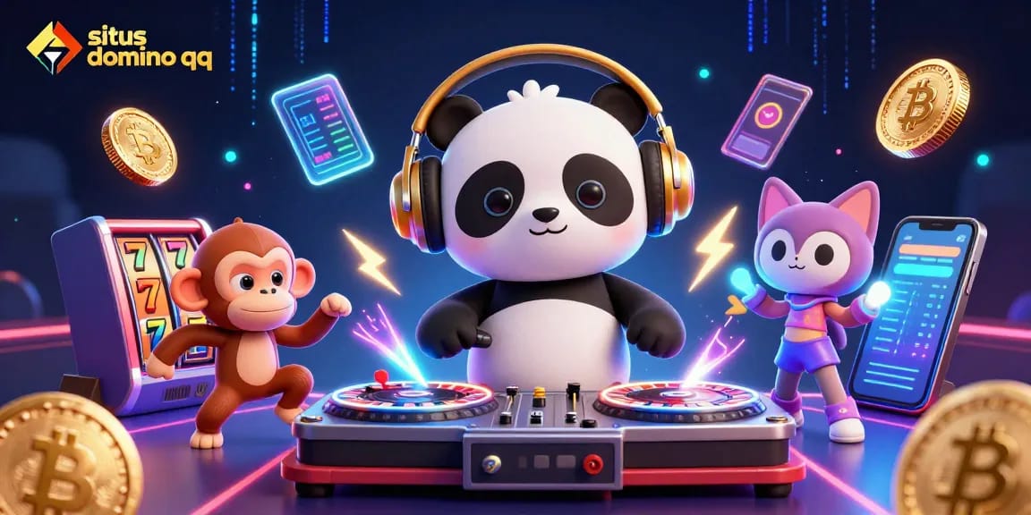 Experience the excitement of situs domino qq with vibrant characters in a lively casino scene.