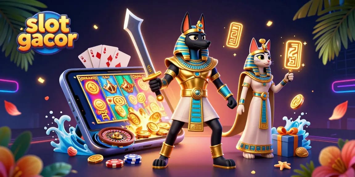 Experience huge wins at slot gacor with vibrant 3D illustrations of iconic casino elements.