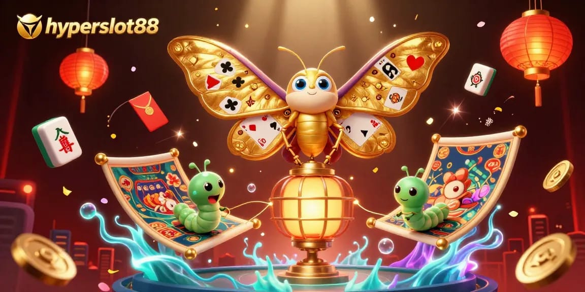 Experience excitement at hyperslot88 with vibrant Mahjong tiles and golden lanterns illuminating the night.