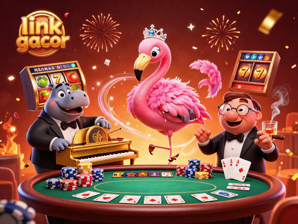 Engage with exciting promotions at link slot gacor featuring vibrant 3D casino characters and slot game elements.