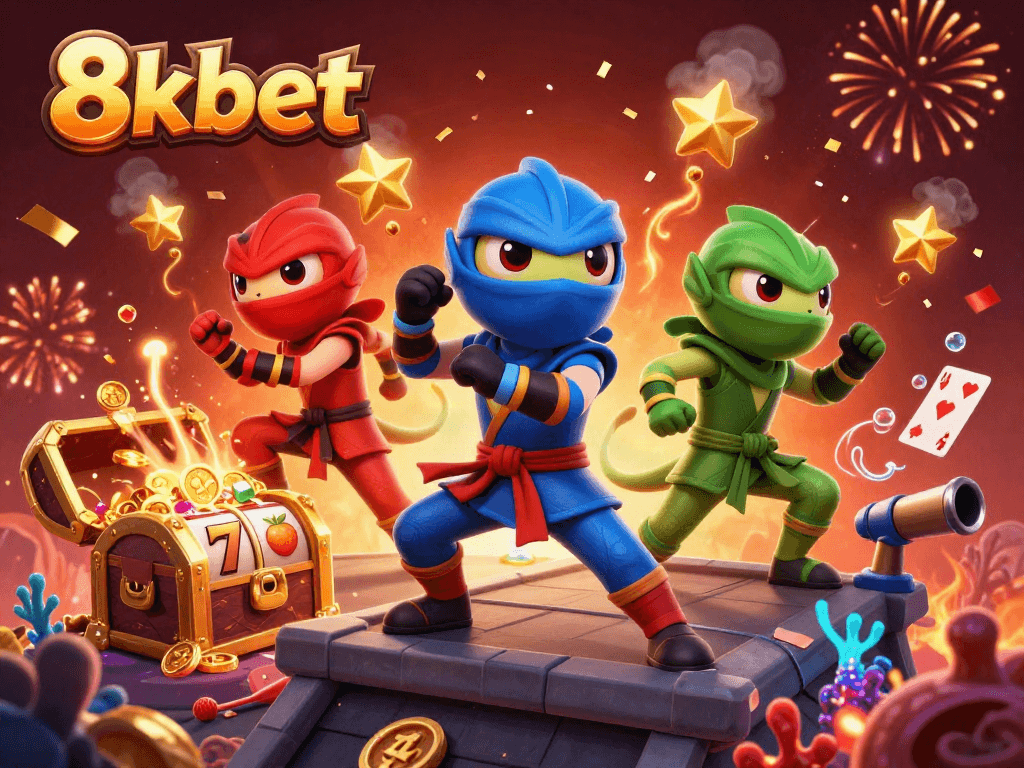 Join the action at 8xbet with vibrant chameleons celebrating jackpots in this casino adventure.