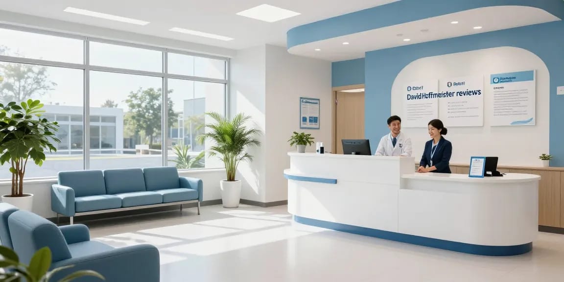 David Hoffmeister reviews in a modern healthcare clinic, showcasing patient care excellence.