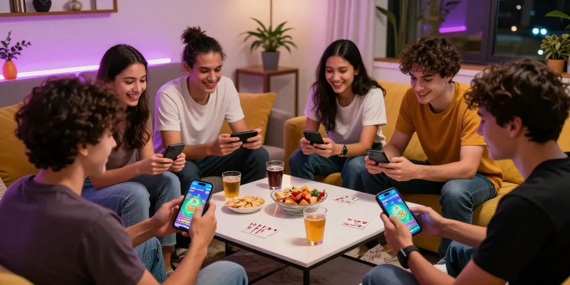 Play online Teen Patti Gold with friends in a lively indoor setting.