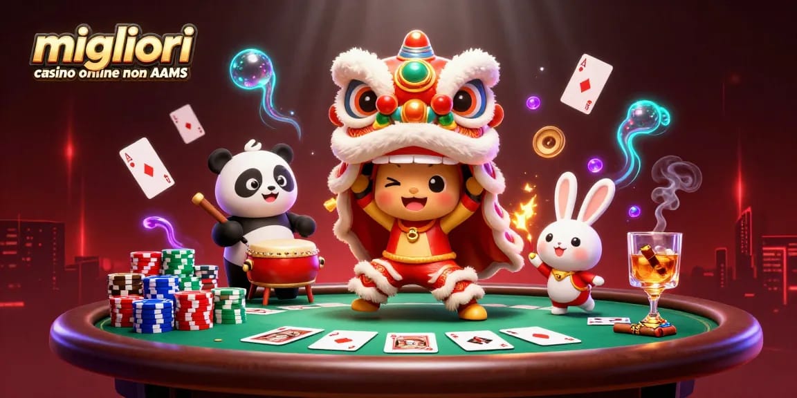 Scopri la migliore esperienza nei migliori casino online non AAMS in una scena di casino vivace e festosa.