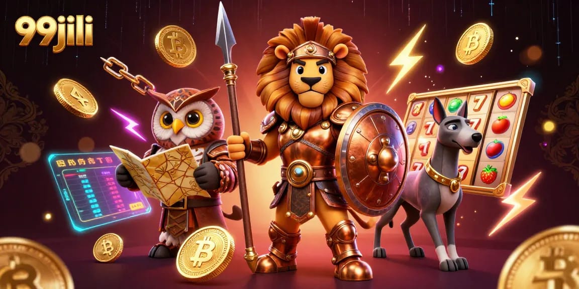 Bet on 99jili's immersive gaming experience with characters and vibrant slot elements.