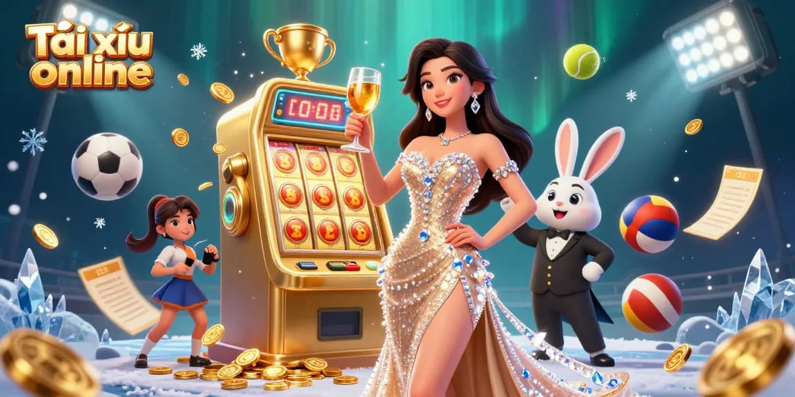 Experience the excitement of Tài xỉu online with vibrant characters and elements in an engaging 3D scene.