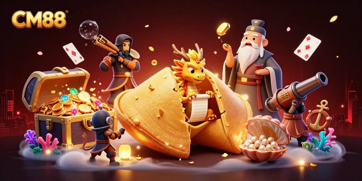 Bet at CM88 and uncover golden rewards amidst a vibrant casino-themed adventure.